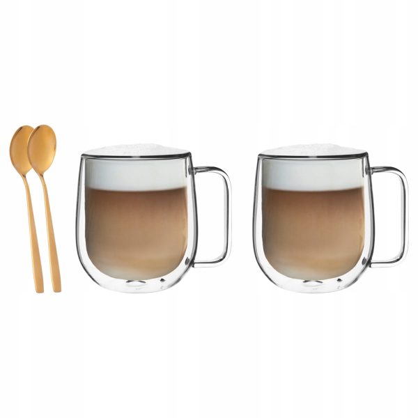 Altom Design kavos ir arbatos termopuodeliai stiklinės 300 ml 2 vnt. ir šaukšteliai