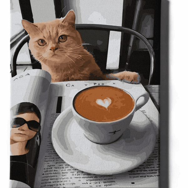 tapyba pagal skaičius katinas ir kava