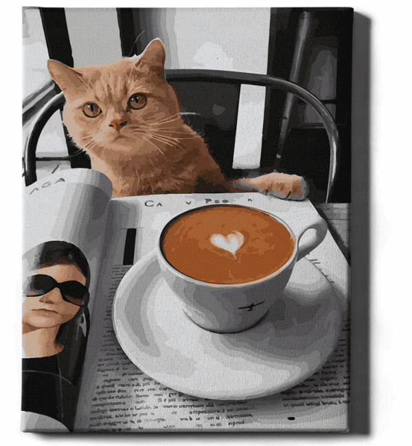 tapyba pagal skaičius katinas ir kava