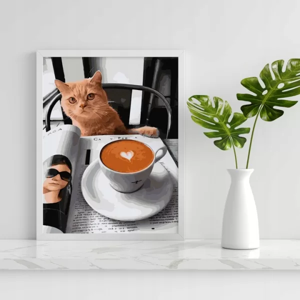 tapyba pagal skaičius katinas ir cappuccino
